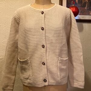 MEROKEETY Button Down Sweater Cardigan with Pockets Cream NWT Size XL